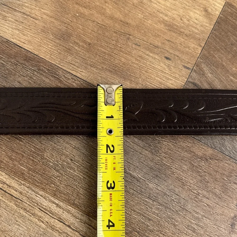 Vintage Schaefer Western Tooled‎ Leather Belt Brown Mens Size 40 Made in USA